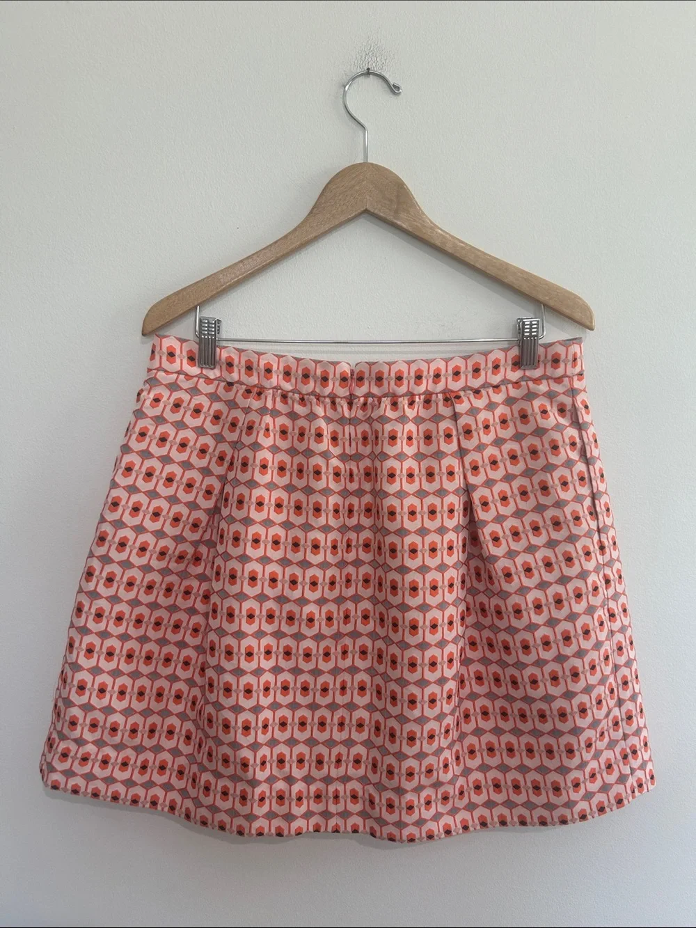 J. Crew Geometric Print Pleated Mini Skirt Size 12 EUC